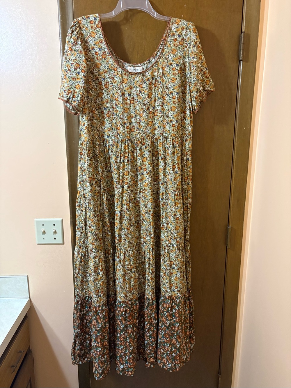 NWOT Natural Life green & brown floral maxi dress